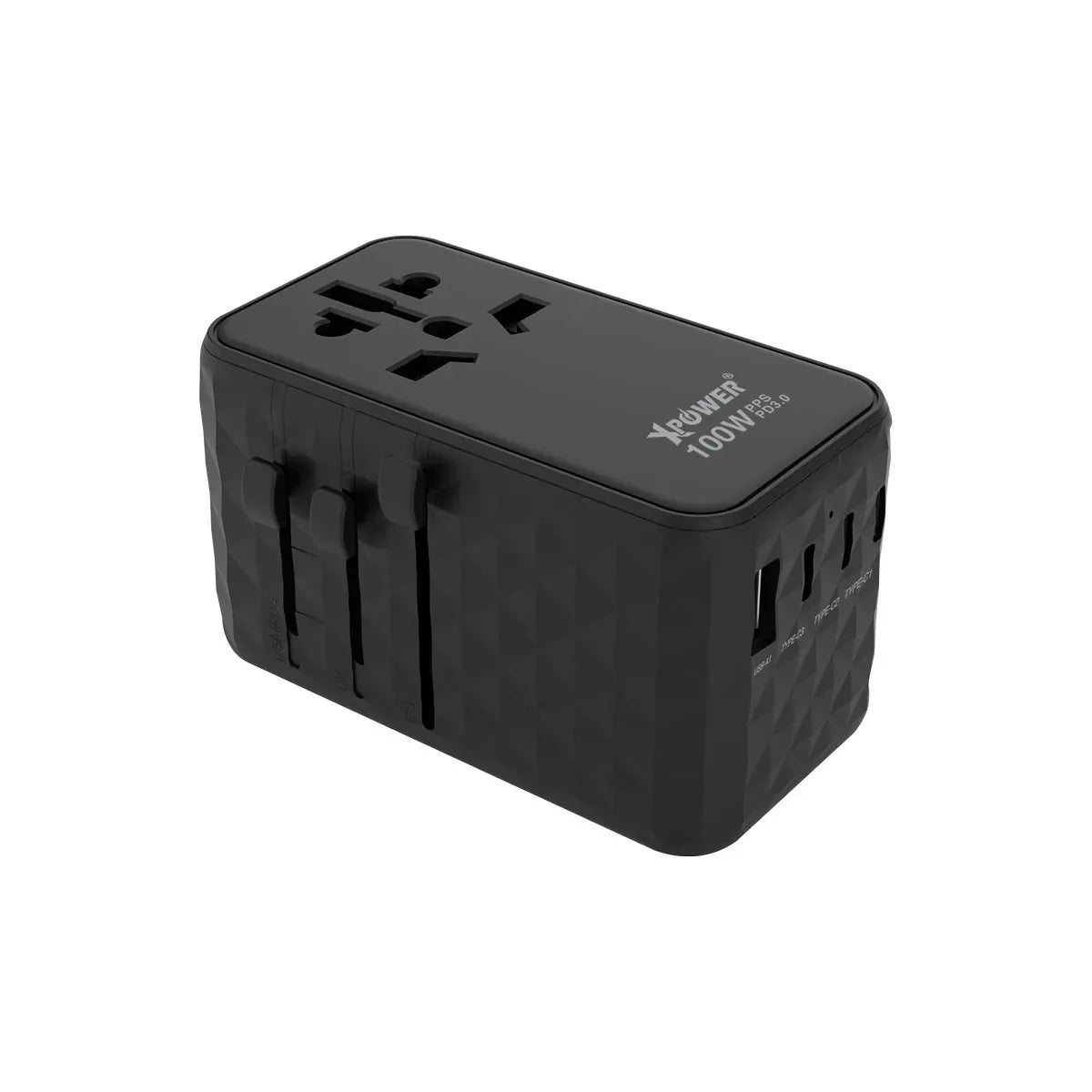 XPower TA100 100W 5 Output Gan PD Travel Adaptor -Black - Tashqila XPower TA100 100W 5 Output Gan PD Travel Adaptor -Black - Tashqila